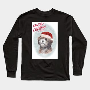 Tibetan Terrier Merry Christmas Santa Dog Long Sleeve T-Shirt